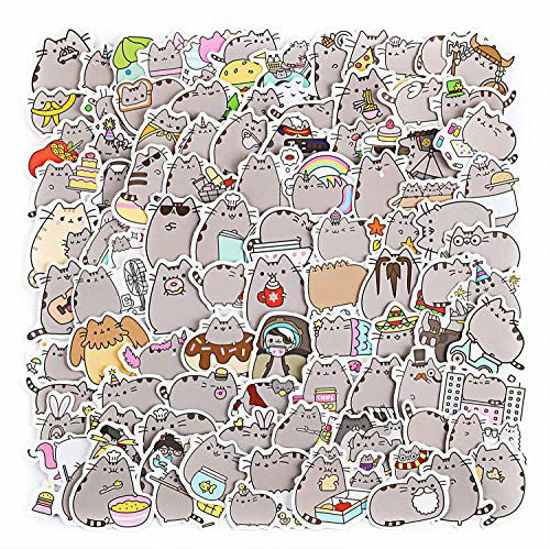 100PCS Pushee_n Stickers Kawaii Cat Stickers Vinyl Waterproof Stickers for Kids Boys Girls Teens Water Bottle Laptop Suitcase Luggage Skateboard Decoration Party Supplies 