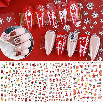 Picture of Christmas Nail Stickers, 9 Sheets Nail Art Stickers 800+ Nail Decals For Nail Art, 5D Colorful Self-Adhesive Nail Decals, Santa Claus Elks Snowman Trees Gingerbread For Women and Girls Christmas Festival Nail Design, By XIPOO