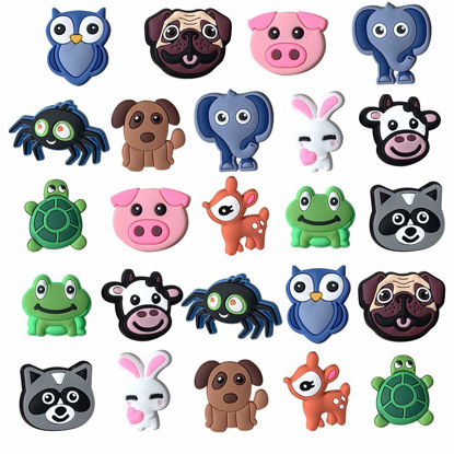 Picture of 24pcs Cute Animals Turtle Elephant Dog Shoe Charms for Shoe Decoration Bracelet Wristband Kids Party Birthday Gifts