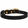 Picture of BRONZEDOG Leather Cat Collar with Buckle Adjustable Small Pet Collars for Kitten Black Brown Pink Purple Red Turquoise (Neck Size 7" - 9", Black)