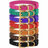Picture of BRONZEDOG Leather Cat Collar with Buckle Adjustable Small Pet Collars for Kitten Black Brown Pink Purple Red Turquoise (Neck Size 7" - 9", Black)