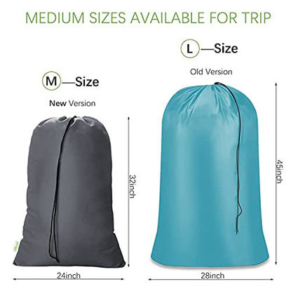 Picture of OTraki Travel Dirty Laundry Bags 24 x 32 inch 2 Pack Heavy Duty Drawstring Organizer Bag Tear Resistant Clothes Organization Storage Medium Size for Home Dorm Camp Trip College 60 x 80 cm Grey
