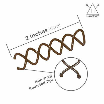 Picture of Hawwwy Spiral Bobby Pins 8 Pack Spin Pins, Easy & Fast Bun Maker Twist Hair Pins for Women Kids, Updo Hair Accessories, Messy Bun Tool, Perfect Small Bun Bobbypins Bobbie Fashion ( Brown 2 Inches)