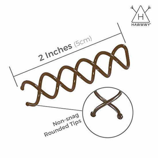 Picture of Hawwwy Spiral Bobby Pins 8 Pack Spin Pins, Easy & Fast Bun Maker Twist Hair Pins for Women Kids, Updo Hair Accessories, Messy Bun Tool, Perfect Small Bun Bobbypins Bobbie Fashion ( Brown 2 Inches)