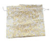 Picture of SUNGULF 50pcs Organza Pouch Bag Drawstring 5"x7" 13x18cm Strong Gift Candy Bag Jewelry Party Wedding Favor (Gold Silver)