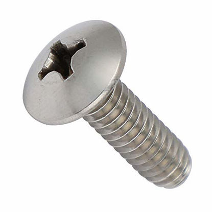 Picture of 1/4-20 x 1/2" Truss Head Machine Screws, Full Thread, Phillips Drive, Stainless Steel 18-8, Bright Finish, Machine Thread, Pack of 50
