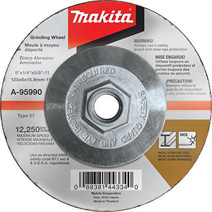 Picture of Makita A-95990 5" x 1/4" x 5/8-11" Hubbed INOX Grinding Wheel, 36 Grit