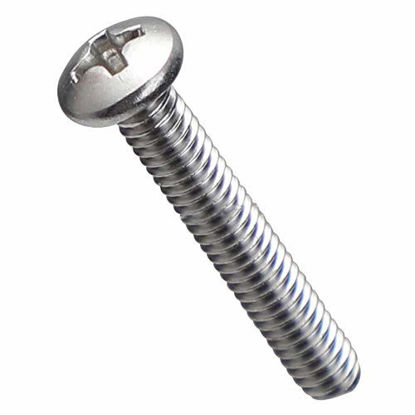 Picture of 8-32 x 2-1/2" (1/4" to 3" Available) Pan Head Machine Screws, Full Thread, Phillips Drive, Stainless Steel 18-8 (304), Machine Thread, Pack of 25