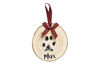 Picture of Pearhead Pet Natural Wood Holiday Christmas Paw Print Tree Ornament, Personalized Pet Keepsake Ornament with Buffalo Check Hanging Ribbon