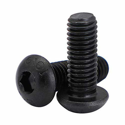 Picture of M6 x 10 mm Button Head Hex Socket Cap Screws Bolts, 10.9 Grade Alloy Steel, Black Oxide Finish, Fully Threaded, 50 PCS