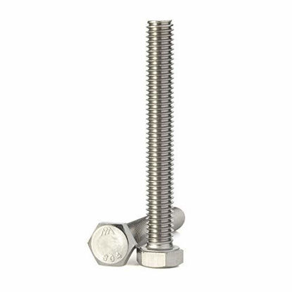 Picture of M10-1.5 x 150mm Hex Head Screw Bolt, Fully Threaded, Stainless Steel 18-8, Plain Finish, Quantity 4