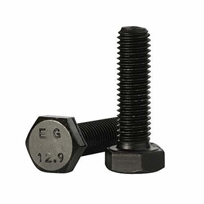 Picture of M10 x 35mm Hex Head Screw Bolt, Fully Threaded, Alloy Steel Grade 12.9, Black Oxide Finish, Quantity 10