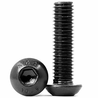 Picture of M6 x 35mm Button Head Socket Cap Screws 10.9 Grade Alloy Steel, Allen Socket Drive, Black Oxide Finish, Machine Thread, 25 PCS