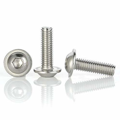 Picture of M5-0.8 x 12 mm Flanged Button Head Socket Cap Screws, Stainless Steel 18-8 (304), Fully Threaded, Allen Socket Drive, Quantity 100