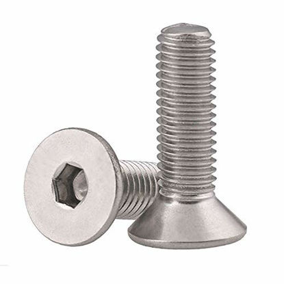Picture of 3/8-16 x 1" Flat Head Socket Cap Screws Countersunk Bolts, Allen Socket Drive, Stainless Steel 18-8 (304), Fully Threaded, Bright Finish, 15 PCS