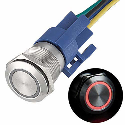 6pcs Angel Eye Black Led 16mm hole 12V Metal Latching Switch-BLUE 