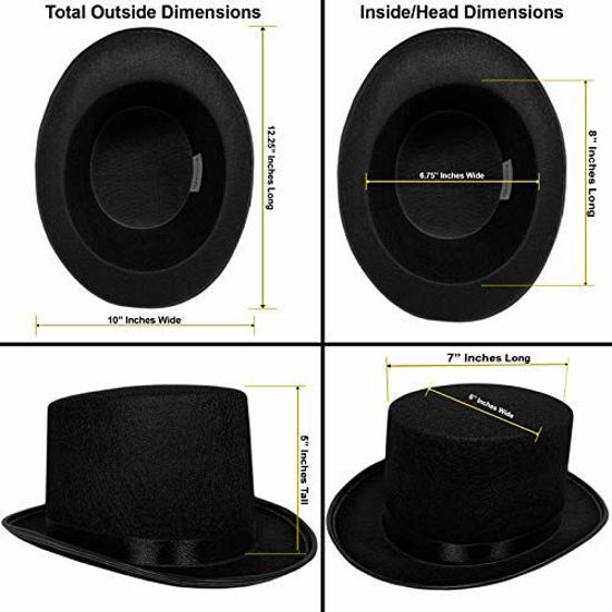 GetUSCart Top Hat Black Felt One Size Magician Hat Costume DIY