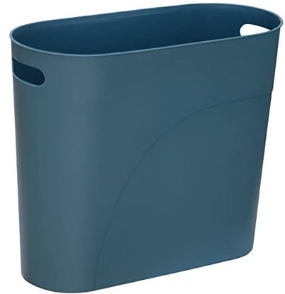 Picture of MIEDEON Oval Plastic Small Trash Can Wastebasket with Handles, Garbage Container Bin for Bathroom, Kitchen, Laundry Room, Home Office, Dorms (DarkBlue, 3 gallons)