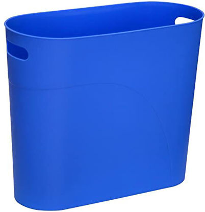 Picture of MIEDEON Plastic Small Trash Can Wastebasket with Handles, 3 Gallon Garbage Container Bin for Bathroom, Kitchen, Laundry Room, Home Office, Dorms (Blue, 3 gallons)