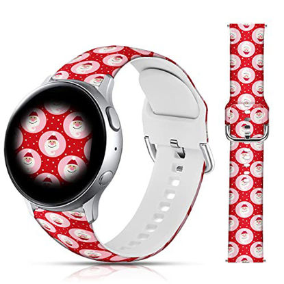 Picture of LAACO 20mm Christmas Floral Silicone Bands Replacement Sport Strap Compatible for Samsung Galaxy Watch 3 41mm/ Samsung Active 2 40mm 44mm/ Active/Galaxy Watch 42mm for Women Men Girls Santa Claus