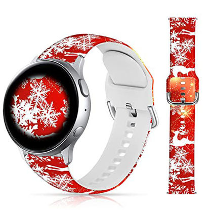 Picture of LAACO 20mm Christmas Floral Silicone Bands Replacement Sport Strap Compatible for Samsung Galaxy Watch 3 41mm/ Samsung Active 2 40mm 44mm/ Active/Galaxy Watch 42mm for Women Men Girls Christmas Moose