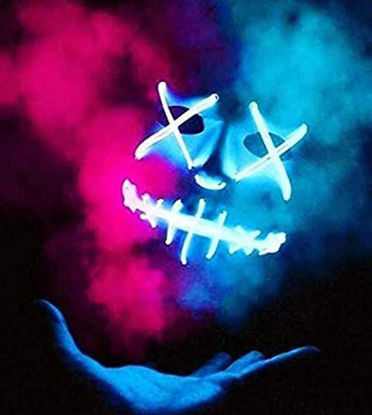 Picture of Purge Mask Halloween Scary Mask Light Up Mask with 3 Lighting Modes for Men Women Festival Party Gifts