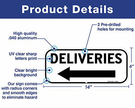GetUSCart- Deliveries Sign with Arrow, 14x6 Inches Rectangle Rust Free ...