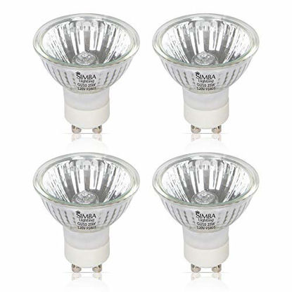 Picture of Simba Lighting 25W NP5 Candle Warmer ETC Replacement Light Bulb (4 Pack) Halogen GU10 120V for Wax Melt, Tart Burner, Recessed, Track Lighting, MR16 JDR with Glass Cover, Dimmable, Warm White 2700K