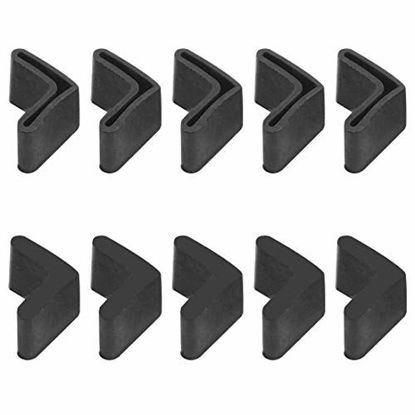 Picture of Hilitchi 20 Pcs 30mm x 30mm L Shaped Black Rubber Angle Iron Caps Furniture Angle Pads Bed Steel Frame Racks Shelves Rubber Feet Covers