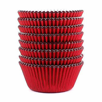 Picture of Eoonfirst Red Foil Metallic Cupcake Case Liners Baking Muffin Paper Cups 198 Pcs