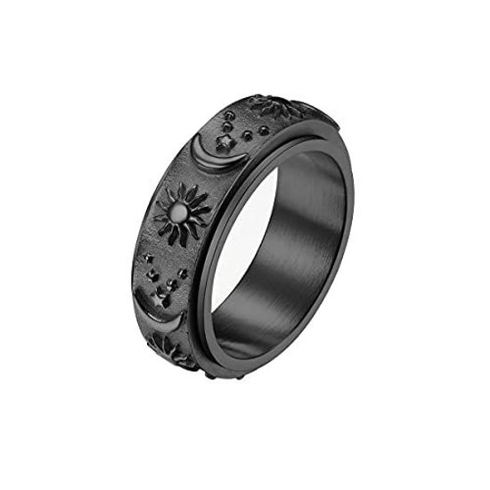 Amazon.com: SAILIMUE 6 Pcs 6/8 MM Black Spinner Rings for Men Women  Stainless Steel Fidget Ring Anxiety Stress Relieving Cool Chain Fashion Ring  Set Wedding Promise Band Rings Size 7: Clothing, Shoes