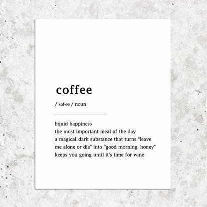 Picture of Coffee Definition Print Shimmer Quote Wall Art Paper Sign Poster Coffee Lovers Gift Kitchen Wall Decor Print Modern Minimalist 8x10inch Unframed