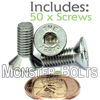 Picture of (50) M6-1.00 x 16mm (FT) - Stainless Steel Flat Head Socket Caps Screws Countersunk DIN 7991 - A2-70/18-8 - MonsterBolts (50, M6 x 16mm)