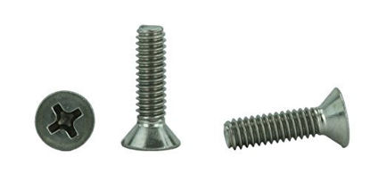 Picture of Stainless 8-32 x 5/8" (1/2" to 2" Lengths Available) Flat Head Machine Screws, Full Thread, Phillips Drive, Stainless Steel 18-8, Machine Thread (8-32 x 5/8")