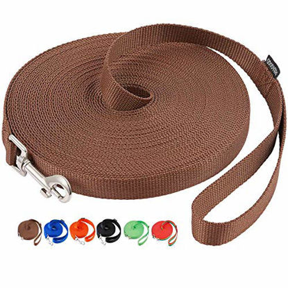 Picture of AMAGOOD Dog/Puppy Obedience Recall Training Agility Lead-15 ft 20 ft 30 ft 50 ft Long Leash-for Dog Training,Recall,Play,Safety,Camping (30feet, Brown)