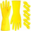 Picture of [6 Pairs] Dishwashing Gloves - 11.5 Inch Medium Rubber Gloves, Yellow Flock Lined Heavy Duty Kitchen Gloves, Long Dish Gloves, Household Cleaning, Gardening, Utility Work Hand Protection