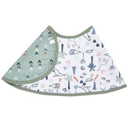 Picture of aden + anais Burpy Baby Bib, 100% Cotton Muslin, Soft Absorbent 4 Layers, Multi-Use Burp Cloth and Bib, 22.5 X 11, Single, Dino Time
