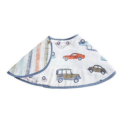 Picture of aden + anais Essentials Burpy Bib, 100% Cotton Muslin, Soft Absorbent 4 Layers, Multi-Use Burp Cloth and Bib, 22.5" X 11", Single, Hit The Road, Cars