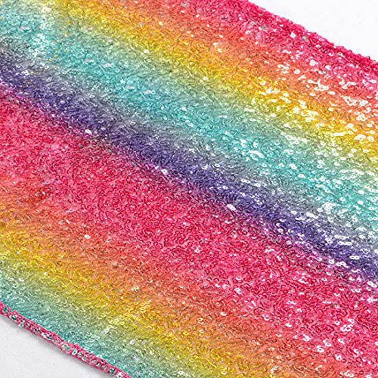 Picture of Multicolor Sequin Table Runner 12x108-Inch Party Table Runner Rainbow Sequin Runner -719S(Pack of 1)