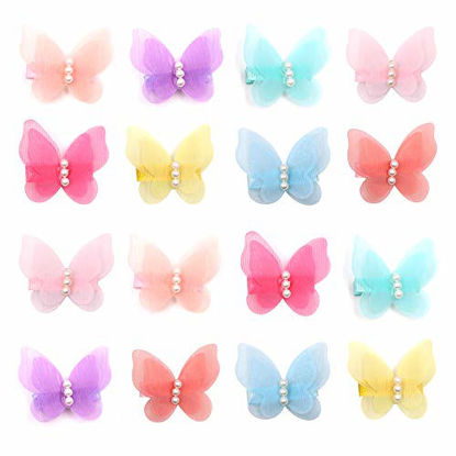 Picture of Zapire 16 Packs Baby Girl Hair Clips Chiffon Non-slip Butterfly Clips Barrettes for Girls Baby Kids Children Toddlers Hair Accessories (16 packs)