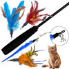 Picture of 8 Pieces Cat Wand Refill Cat Feather Toy Replacement, Natural Da Bird Feather Worm Teaser Refills Attachments for Cat Wand