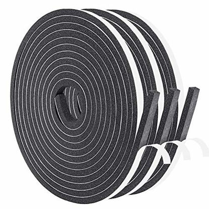 Picture of Yotache Foam Tape 3 Strips 1/4 Inch Wide X 1/4 Inch Thick, Weather Stripping for Doors and Window High Density Foam Seal Tape Sliding Door Weather Strip, Total 30 Feet Long (3 X 10 Ft Each)
