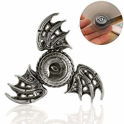 Picture of Premium Cool Dragon Snitch Fidget Hand Spinners Metal Fly Wing Focus Toy Stainless Steel Fingertip Gyro Stress Relief Spiral Twister ADHD EDC Toy Party Favors Birthday Gift for Kids Adults(Silver)