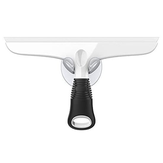 Picture of MR.SIGA Multi-Purpose Silicon Squeegee for Window, Glass, Shower Door, Car Windshield, Heavy Duty Window Scrubber, Includes Suction Hook, 10 inch, White & Black, 1 Pack