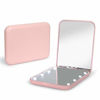 Picture of Kintion Pocket Mirror, 1X/3X Magnification LED Compact Travel Makeup Mirror, Compact Mirror with Light, Purse Mirror, 2-Sided, Portable, Folding, Handheld, Small Lighted Compact Mirror for Gift, Pink