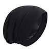Picture of Satin Bonnet Silk Lined Sleep Cap Hair Cover Frizzy Hair Beanie Adjustable Slouchy Night Cap Hair Protection Patients Care (B L A C K)