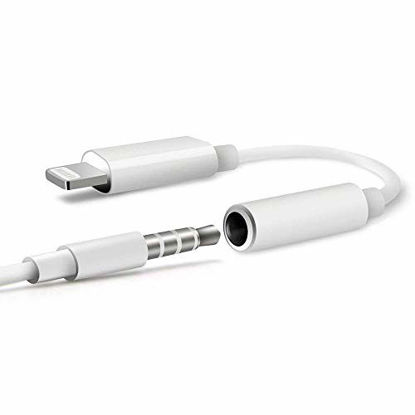 Picture of (2 Pack) to 3.5mm Headphones/Earbuds Jack Adapter Cellphone Cable Earphones/Headsets Converter Support iOS 12/11-Upgraded Compatible with XS/XR/X/8/8 Plus/7/7 Plus/pad/Pod