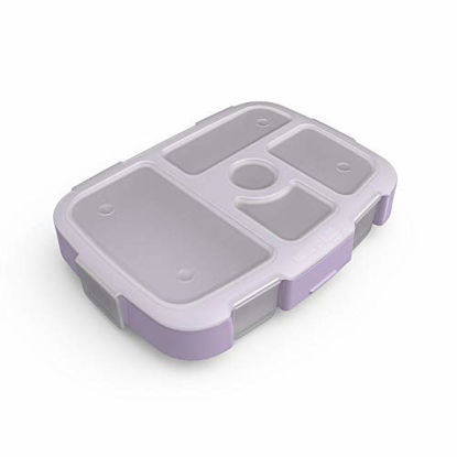 Picture of Bentgo Kids Prints Tray with Transparent Cover - Reusable, BPA-Free, 5-Compartment Meal Prep Container with Built-In Portion Control for Healthy At-Home Meals and On-the-Go Lunches (Unicorn)