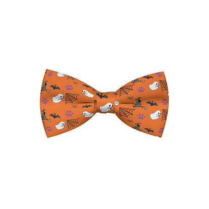 Picture of Cutie Ties Spooky Halloween Orange Dog Bow Tie Deluxe Quality 4" with Easy Slip Over Collar Elastic Bands to fit Most Collars Perfect for Small & Medium Sized Dogs-Custom Designs
