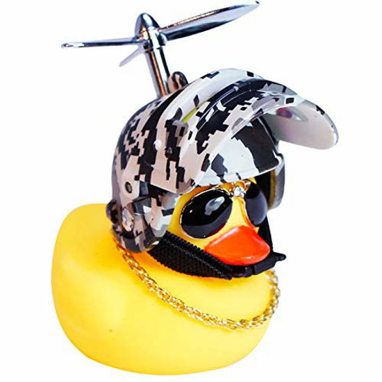 Rubber Duck Toy Car Ornaments Yellow Duck Car Dashboard Decorations Cool  Glasses Duck with Propeller Helmet 